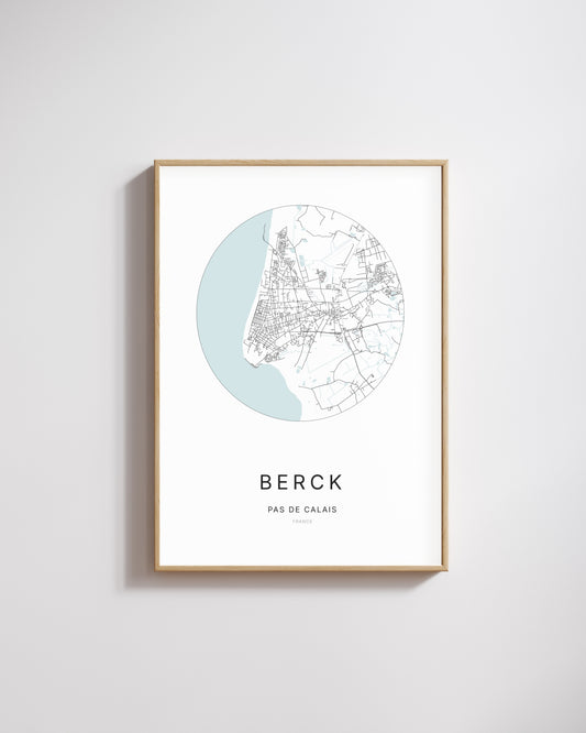 Affiche minimaliste de Berck – plan de ville.