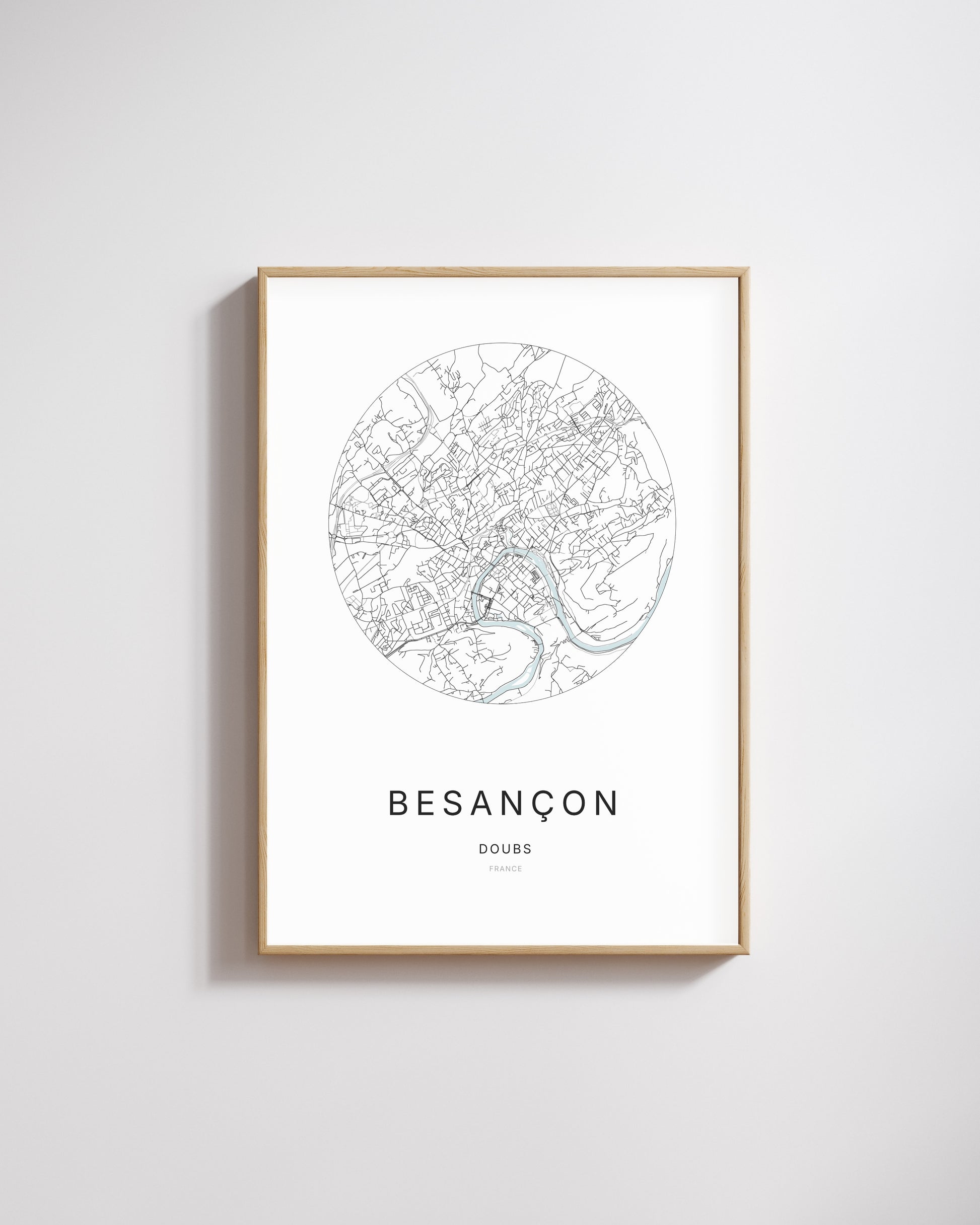 Affiche minimaliste de Besançon – plan de ville.