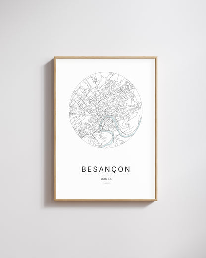 Affiche minimaliste de Besançon – plan de ville.