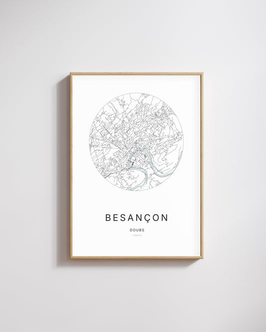 Affiche minimaliste de Besançon – plan de ville.