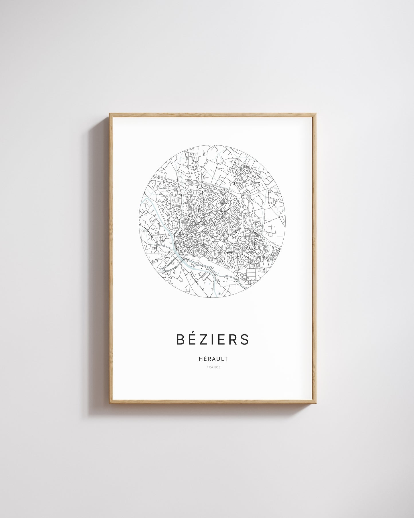 Affiche minimaliste de Béziers – plan de ville.