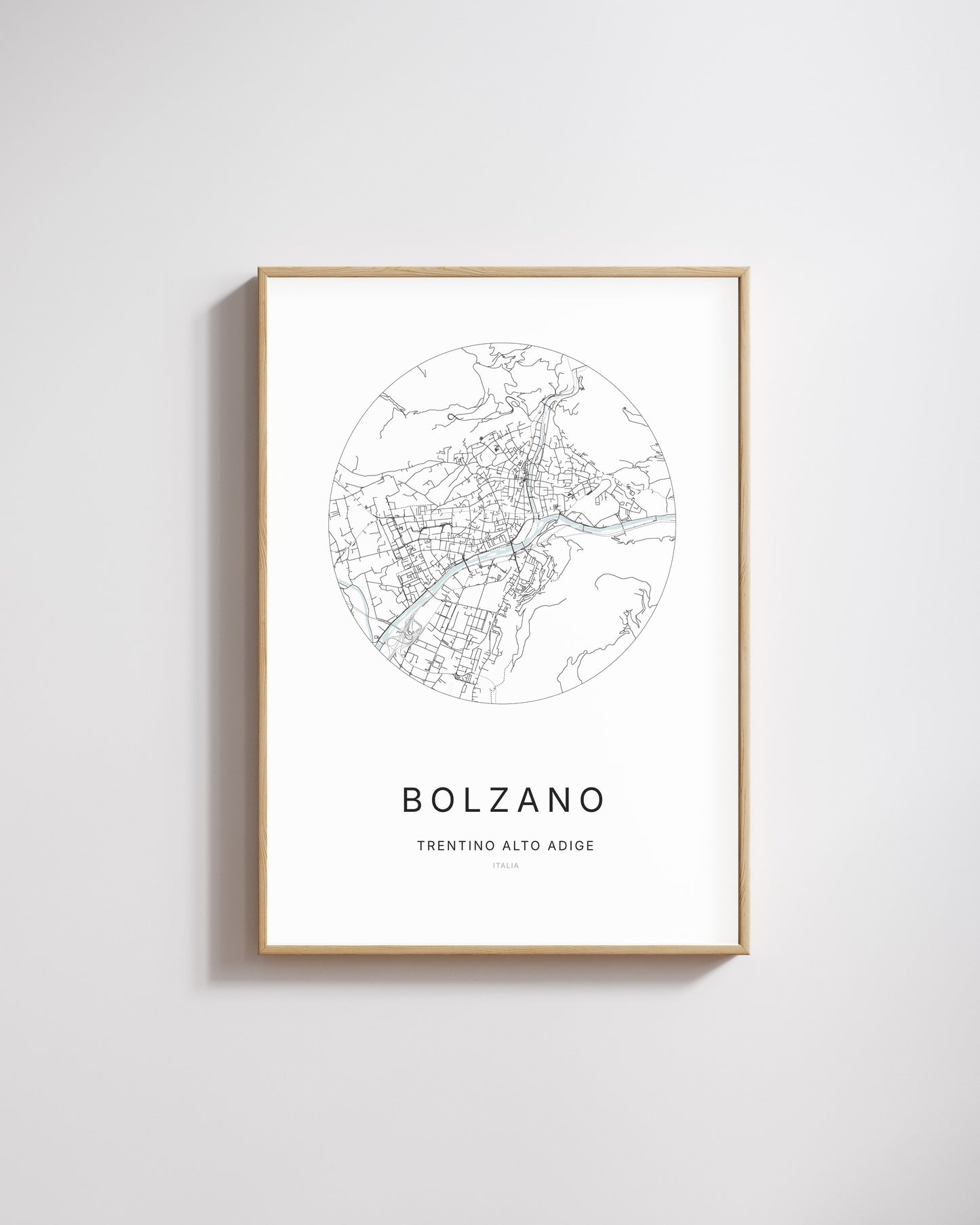 Affiche minimaliste de Bolzano – plan de ville.