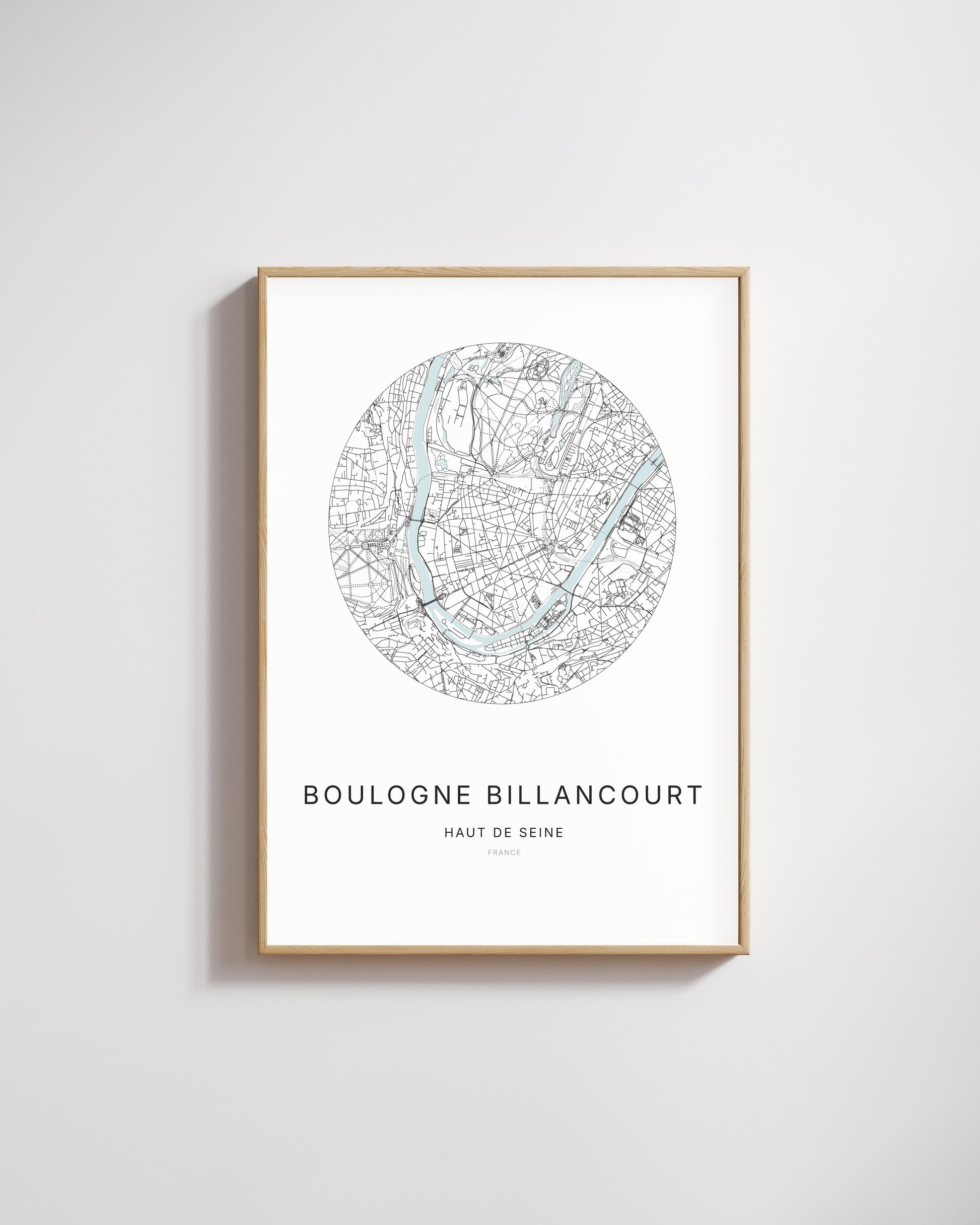 Affiche minimaliste de Boulogne-Billancourt – plan de ville.