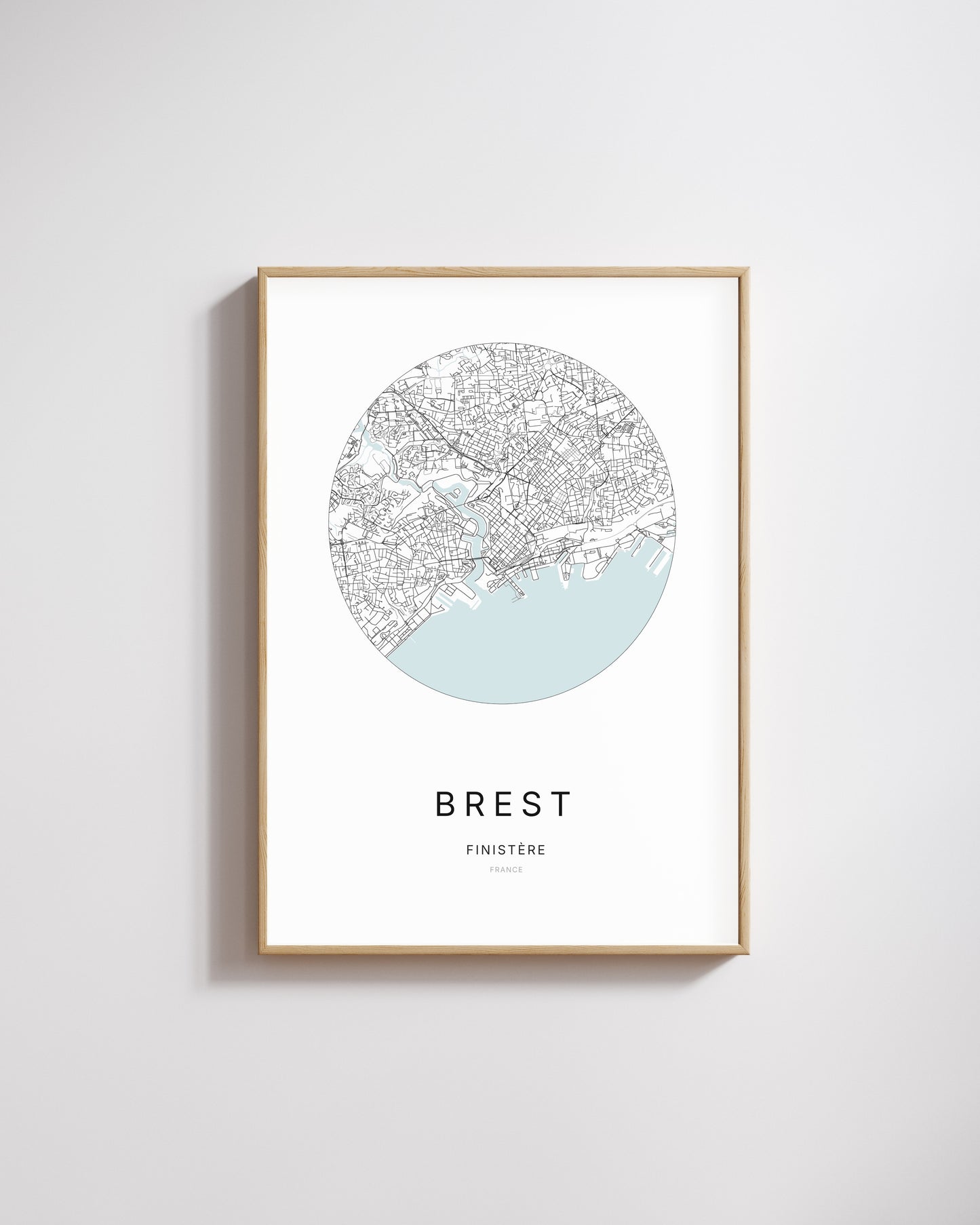 Affiche minimaliste de Brest – carte et plan de la ville, poster décoratif City Origin.