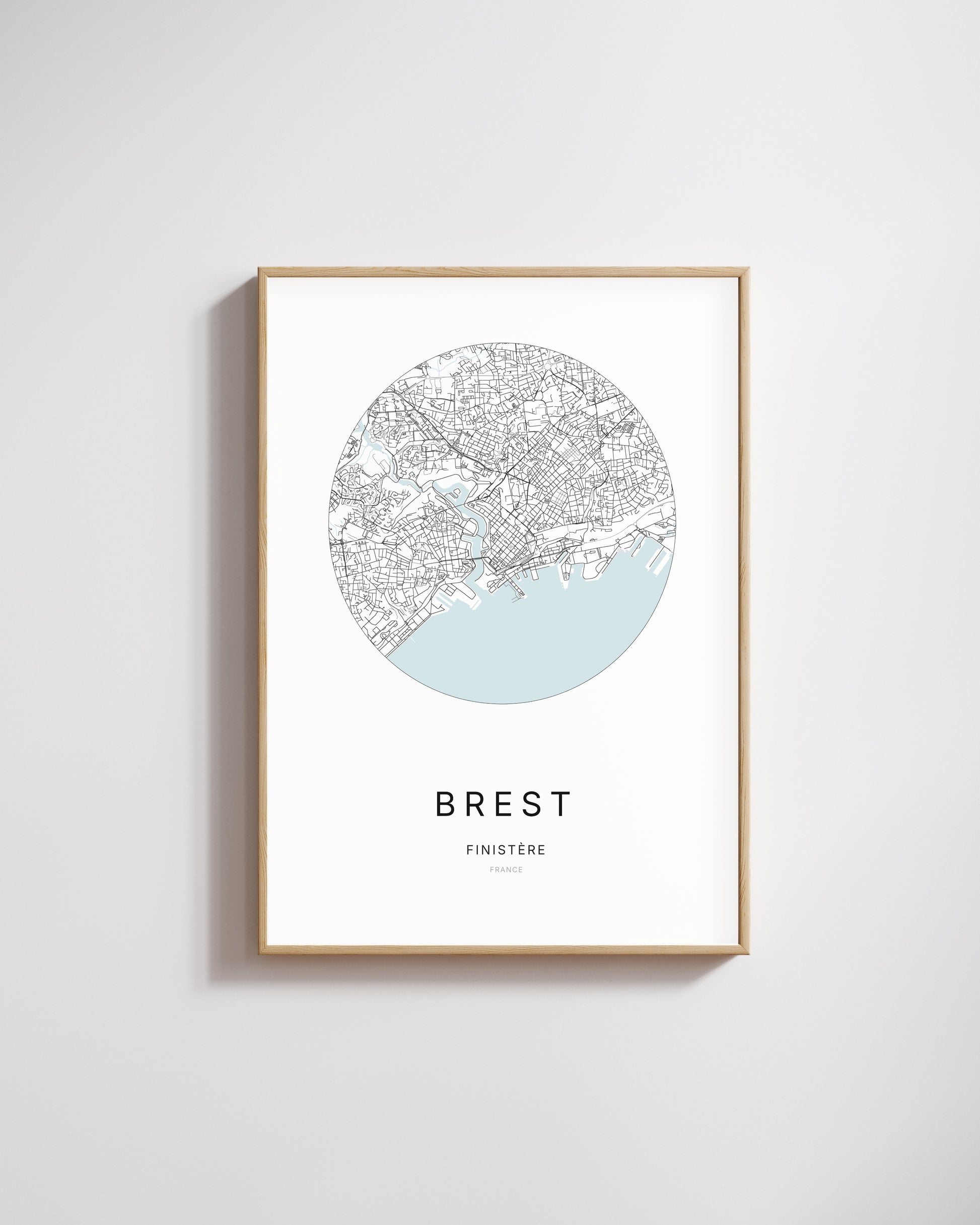 Affiche minimaliste de Brest – carte et plan de la ville, poster décoratif City Origin.