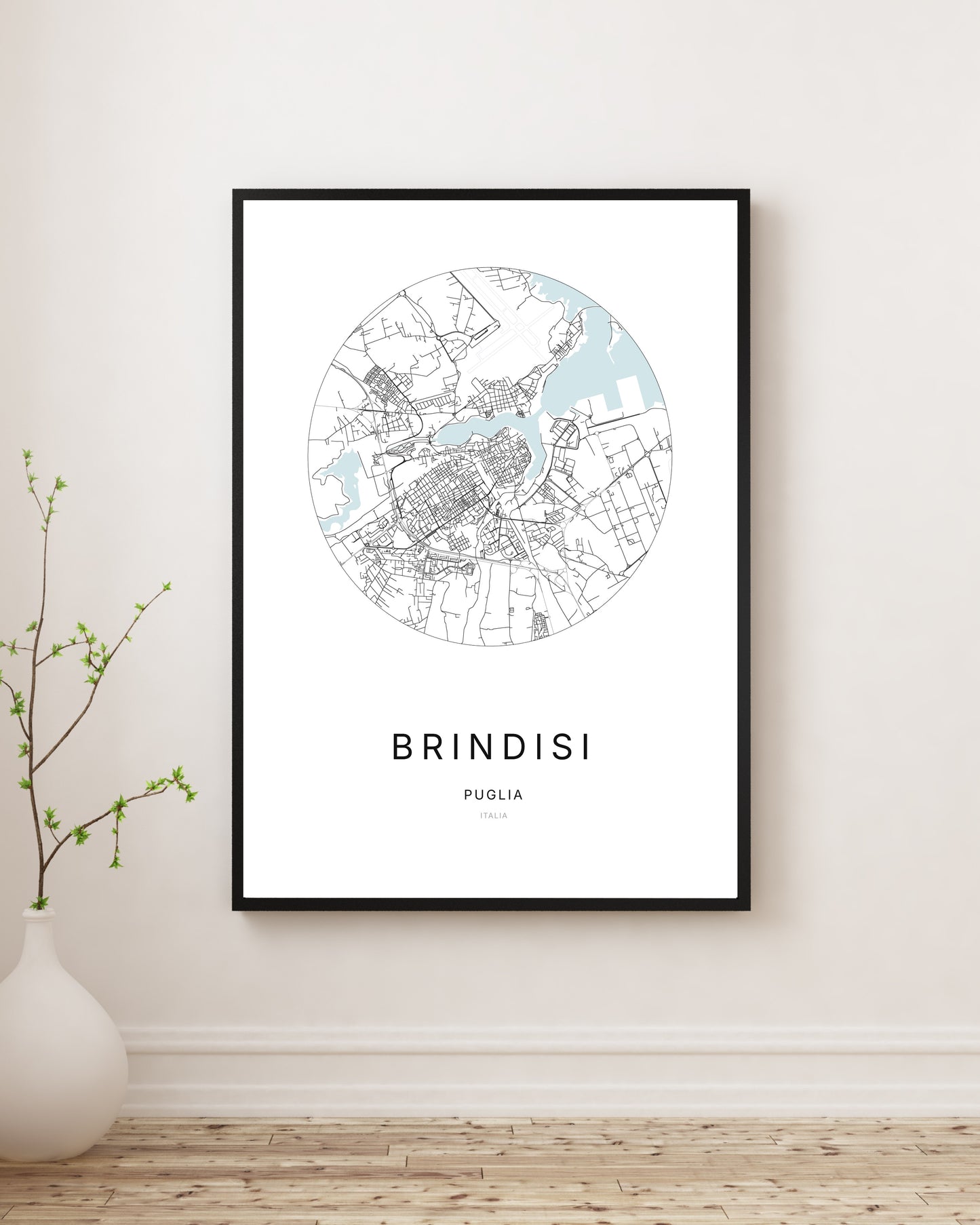 Affiche minimaliste du plan de la ville de Brindisi.