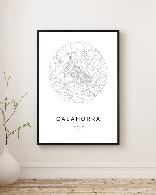 Affiche minimaliste du plan de la ville de Calahorra.