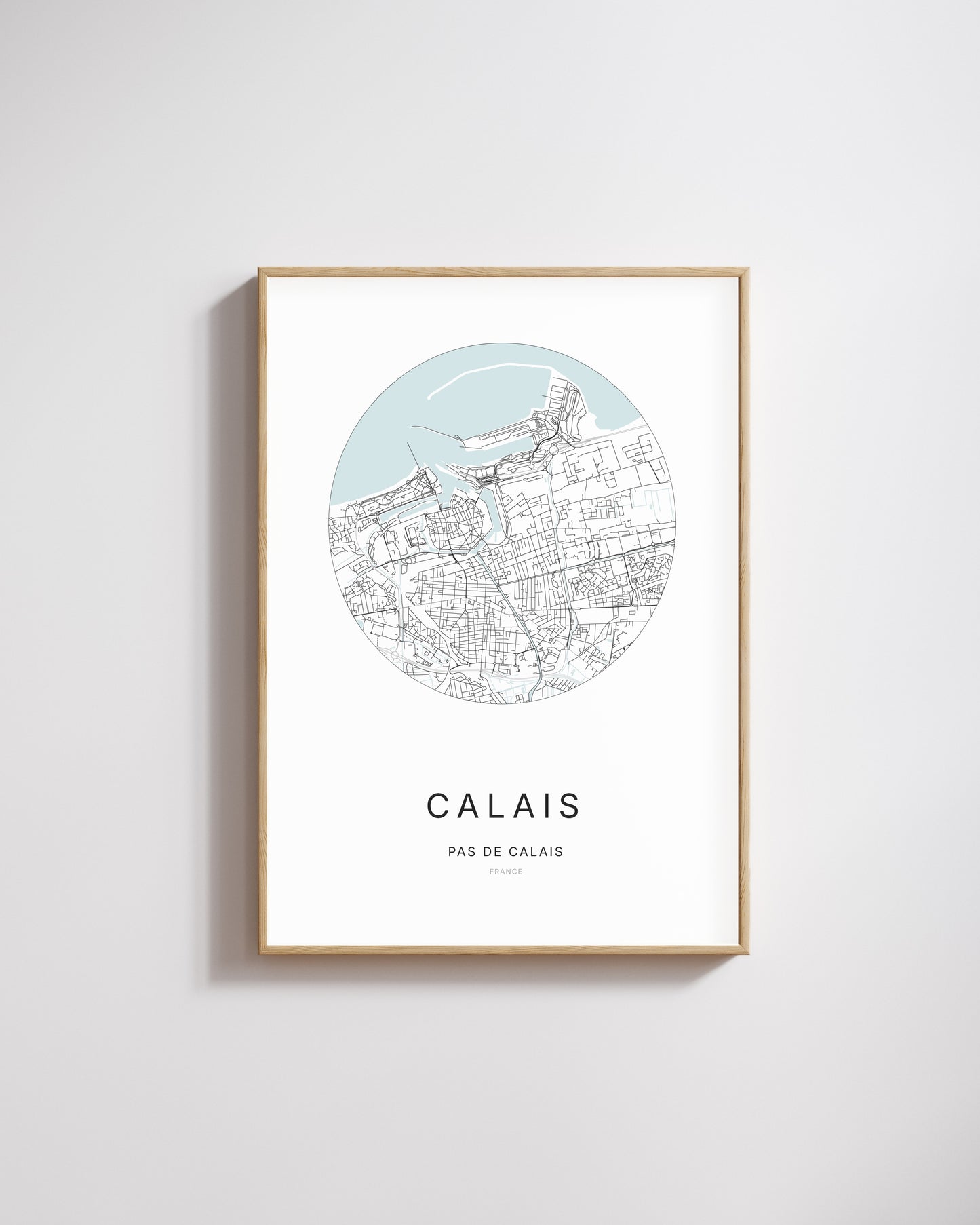 Affiche minimaliste de Calais – plan de ville.