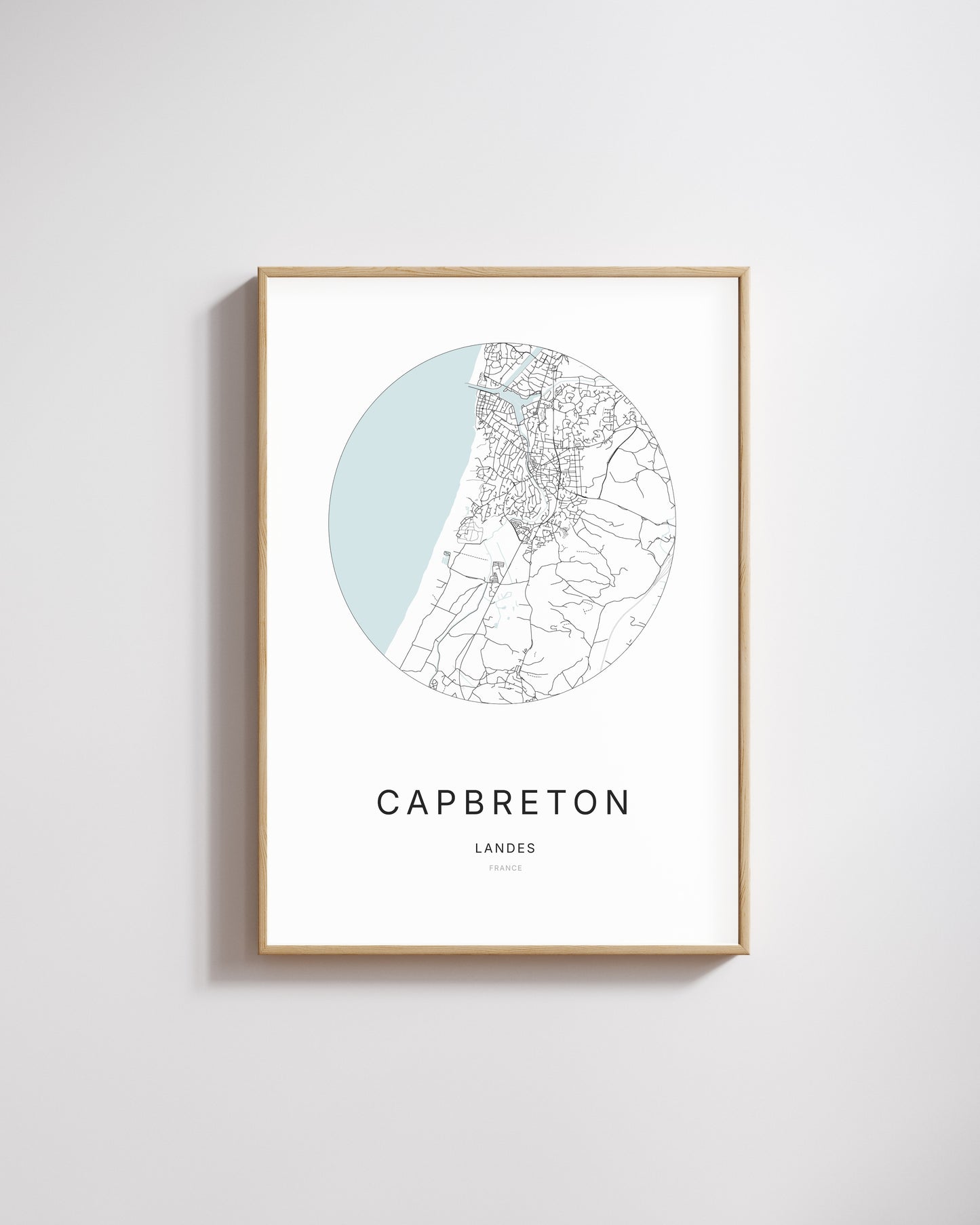 Affiche minimaliste de Capbreton – plan de ville.