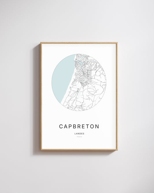 Affiche minimaliste de Capbreton – plan de ville.