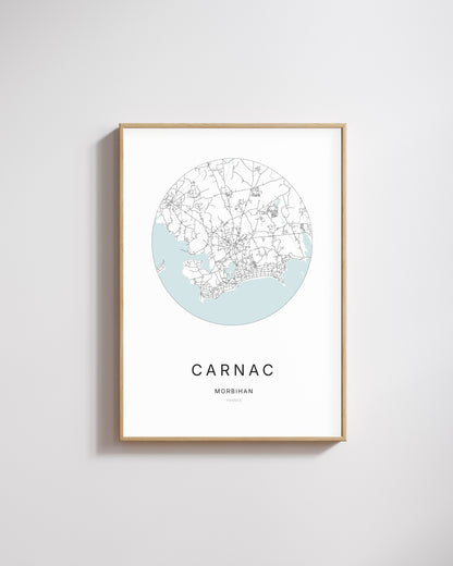 Affiche minimaliste de Carnac – plan de ville.