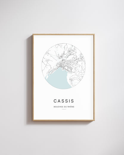 Affiche minimaliste de Cassis – plan de ville.