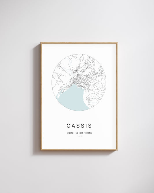 Affiche minimaliste de Cassis – plan de ville.