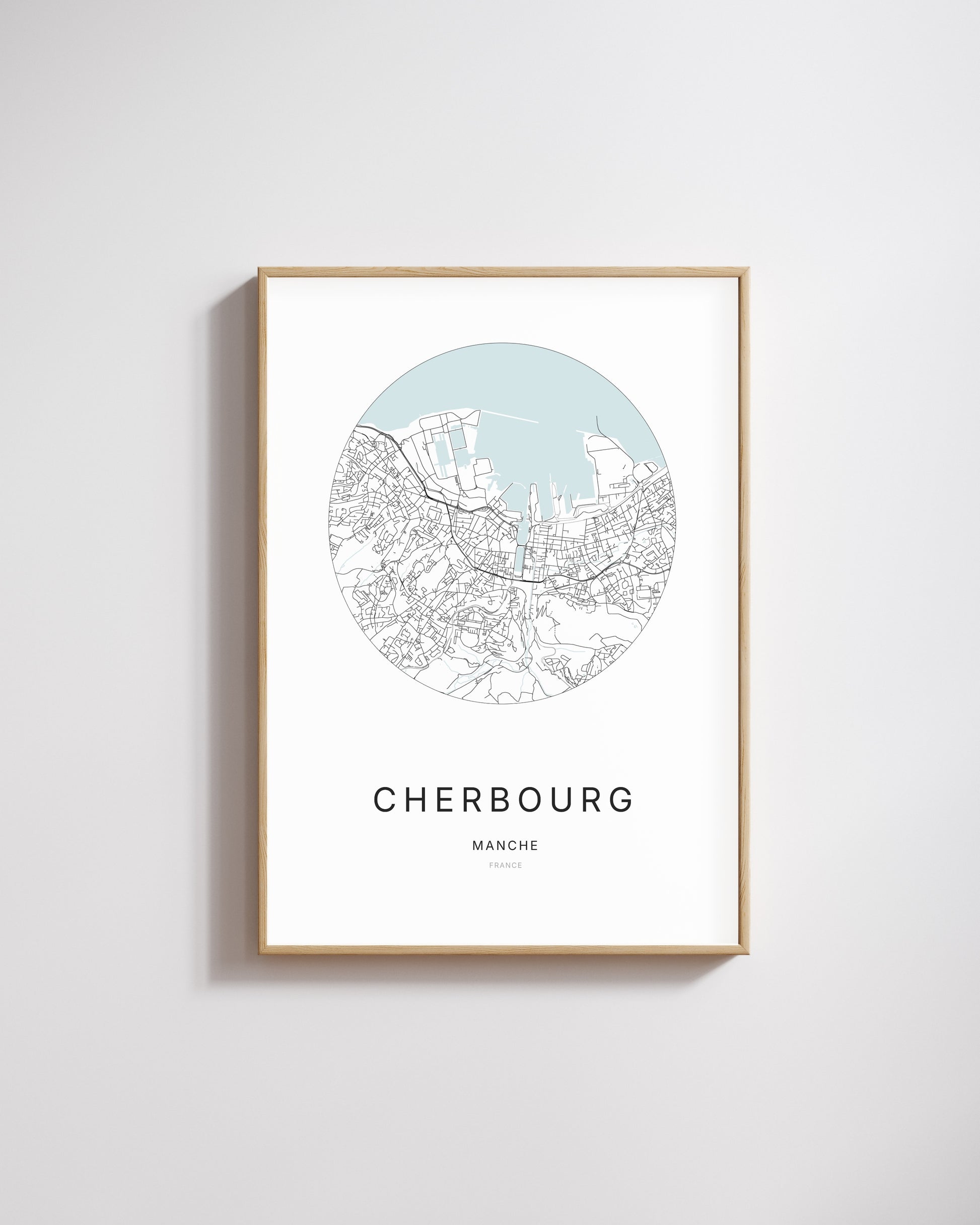 Affiche minimaliste de Cherbourg – plan de ville.