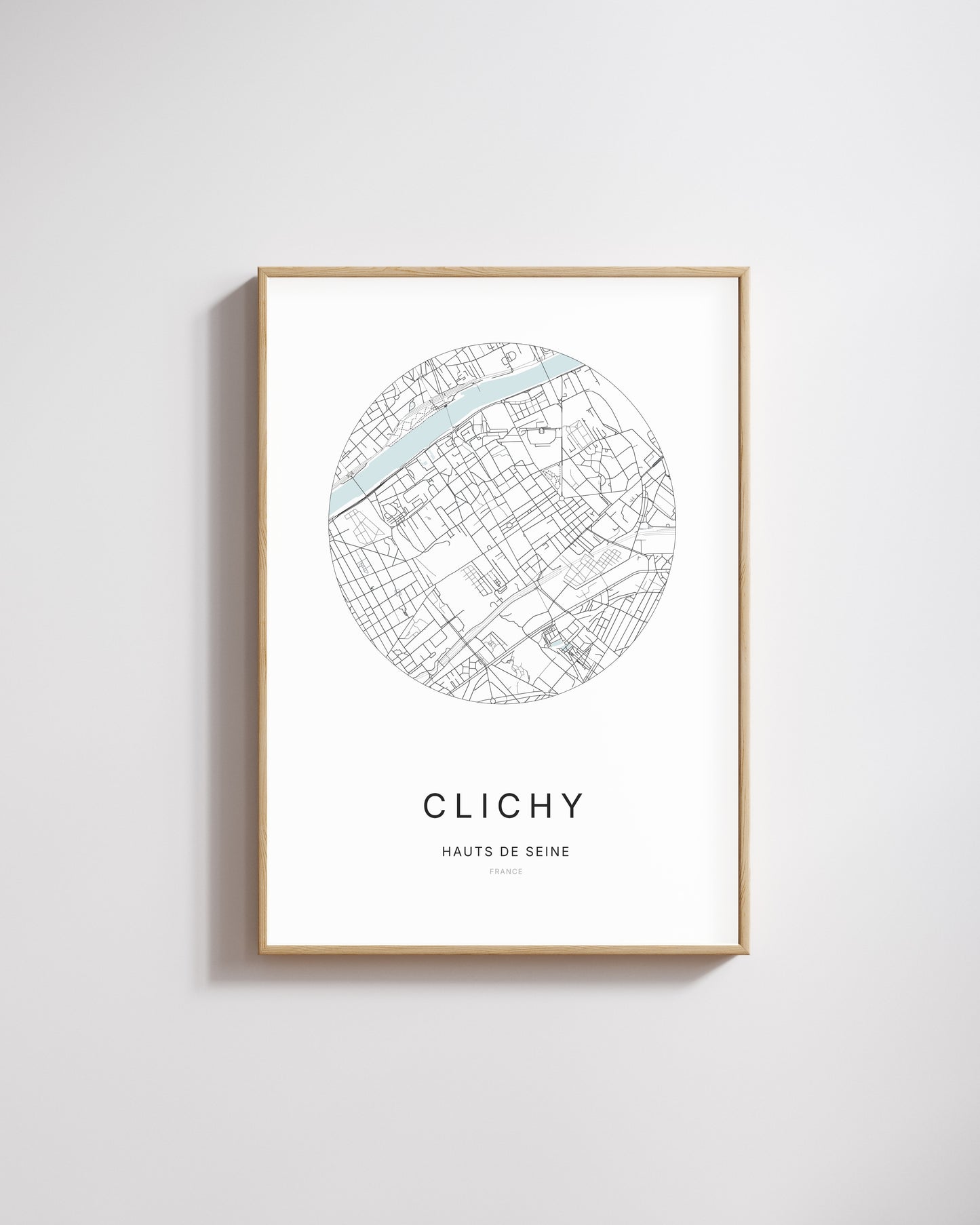 Affiche minimaliste de Clichy – plan de ville. 