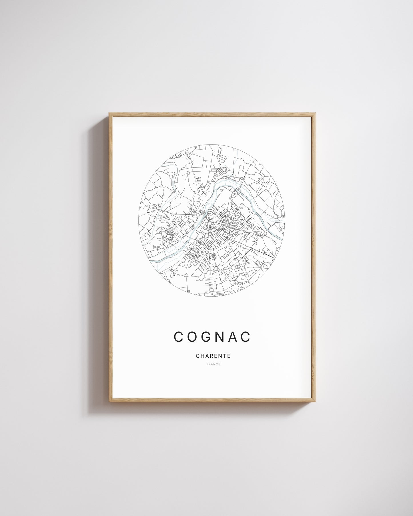 Affiche minimaliste de Cognac – plan de ville.