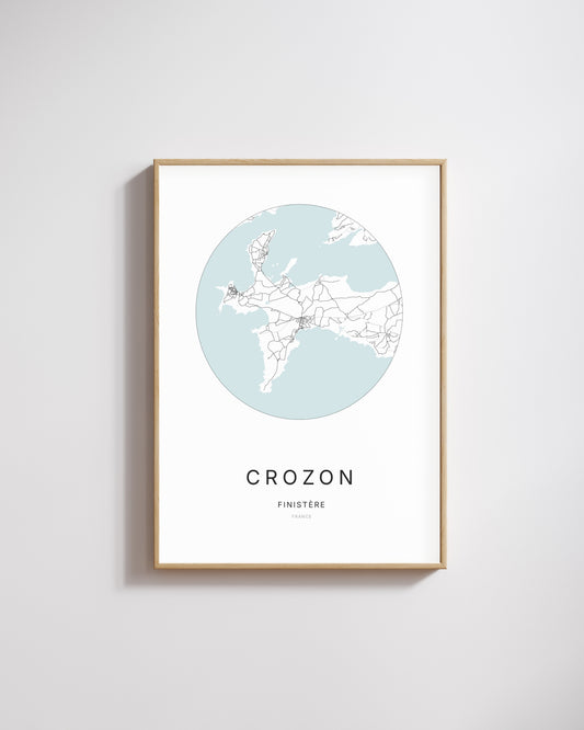 Affiche minimaliste de Crozon – plan de ville.
