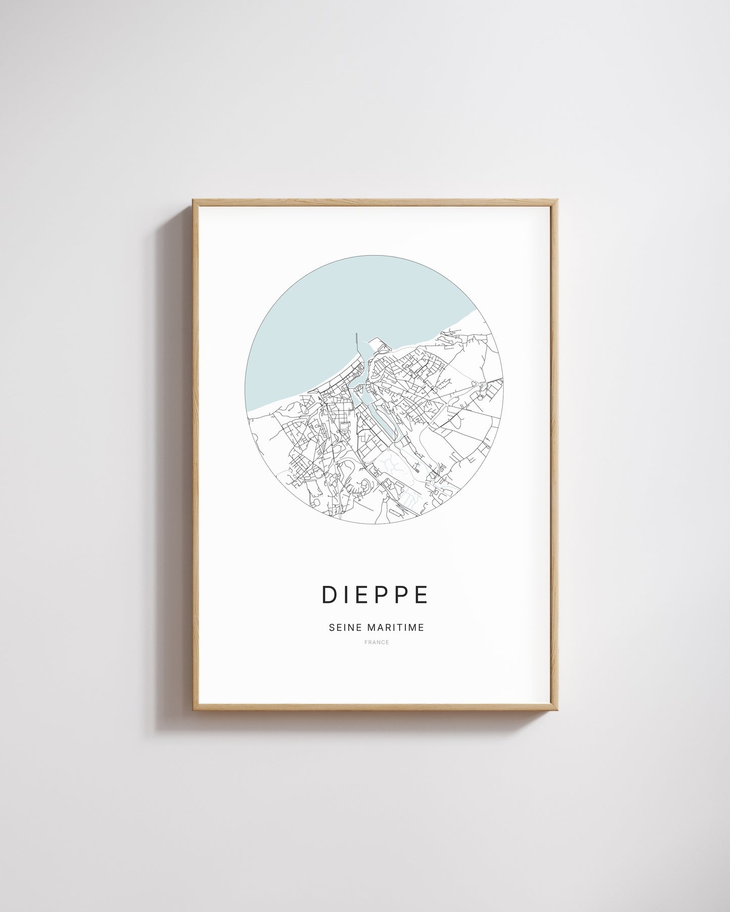 Affiche minimaliste de Dieppe – plan de ville.