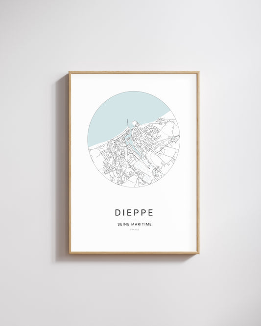 Affiche minimaliste de Dieppe – plan de ville.