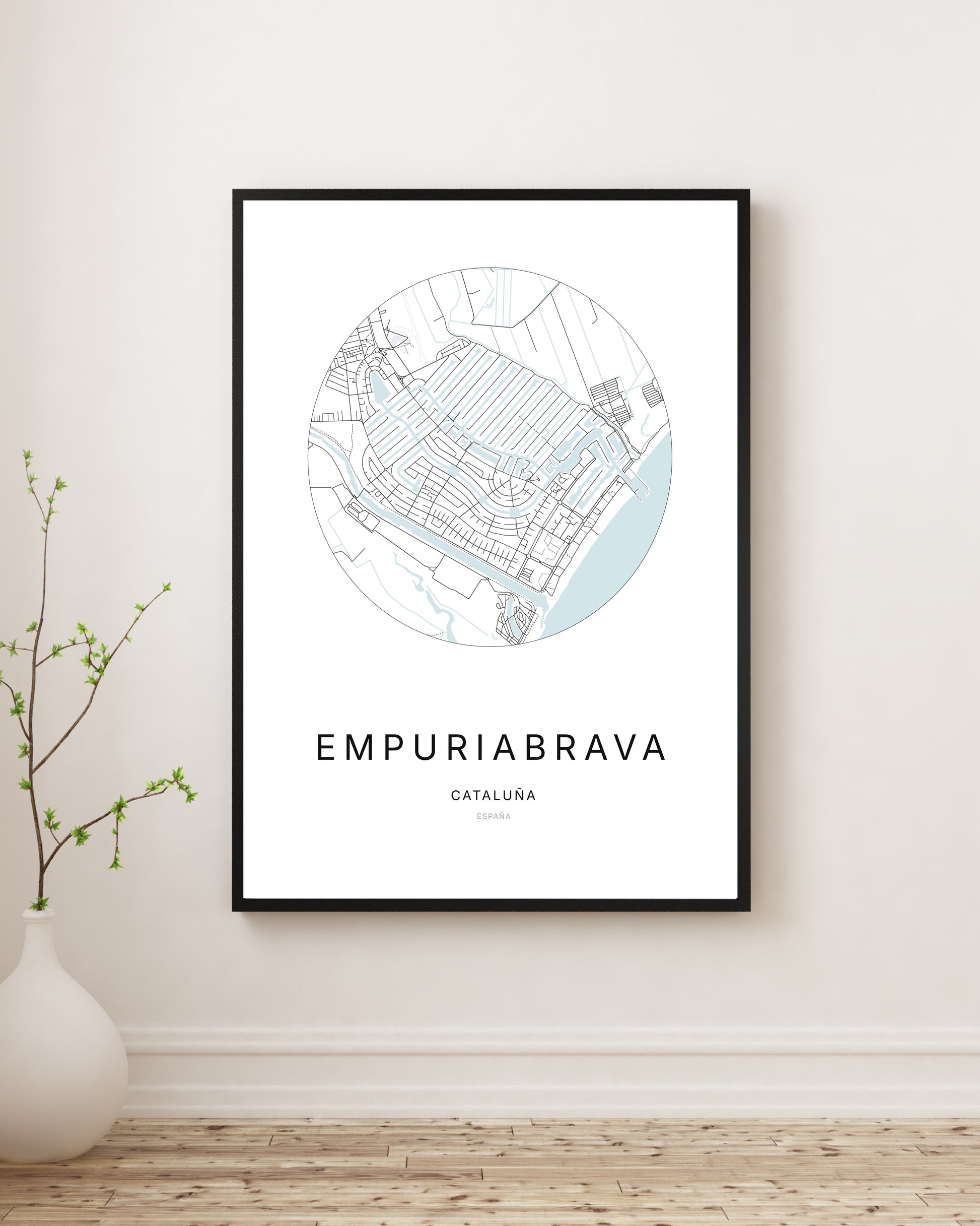 Affiche minimaliste du plan de la ville d'Empuriabrava.