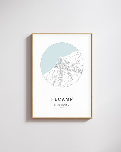 Affiche minimaliste de Fécamp – plan de ville.