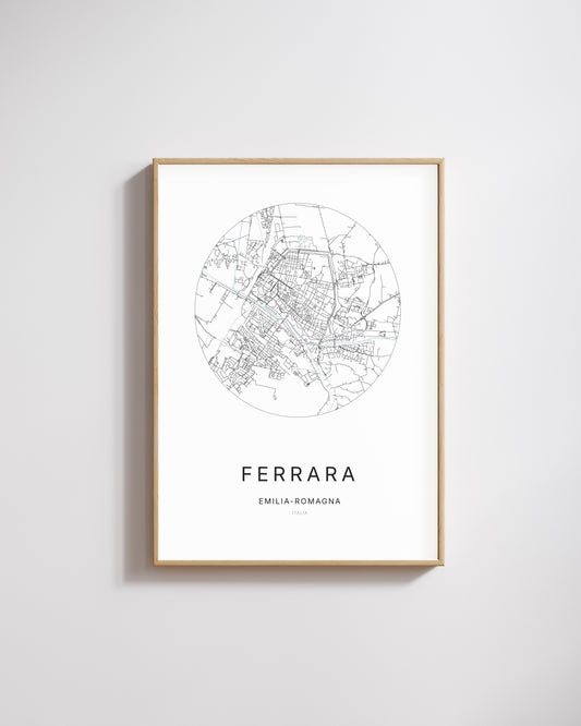 Affiche minimaliste de Ferrara – plan de ville.