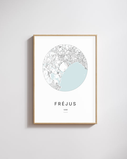 Affiche minimaliste de Fréjus – plan de ville.