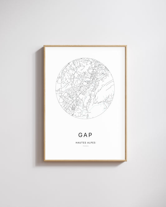 Affiche minimaliste de Gap – plan de ville.
