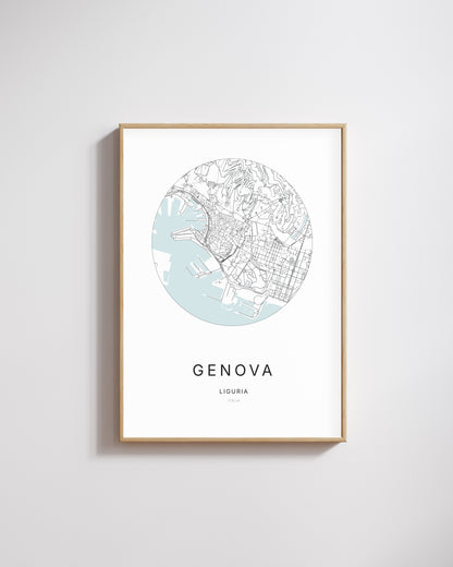 Affiche minimaliste de Genova – plan de ville.