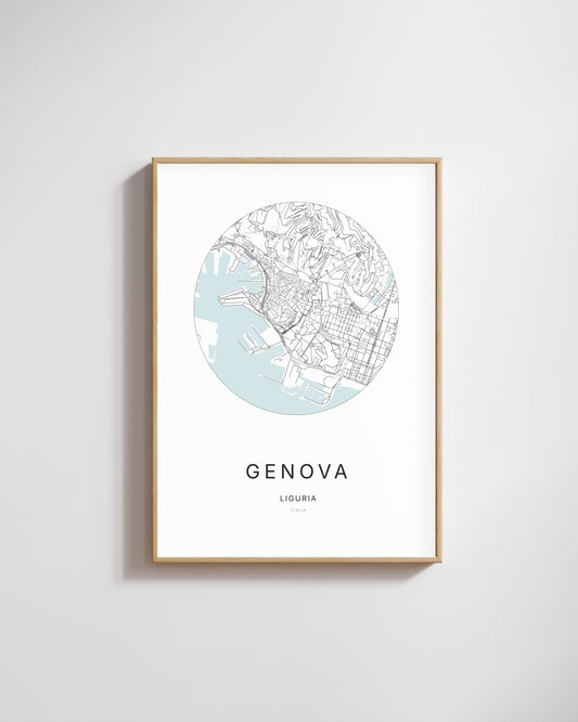 Affiche minimaliste de Genova – plan de ville.