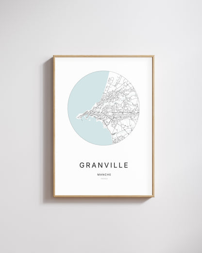 Affiche minimaliste de Granville – plan de ville