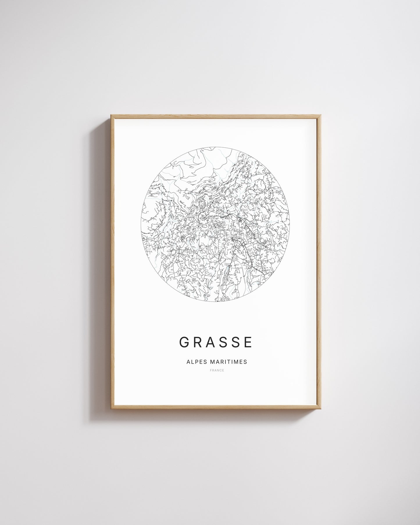 Affiche minimaliste de Grasse – plan de ville.