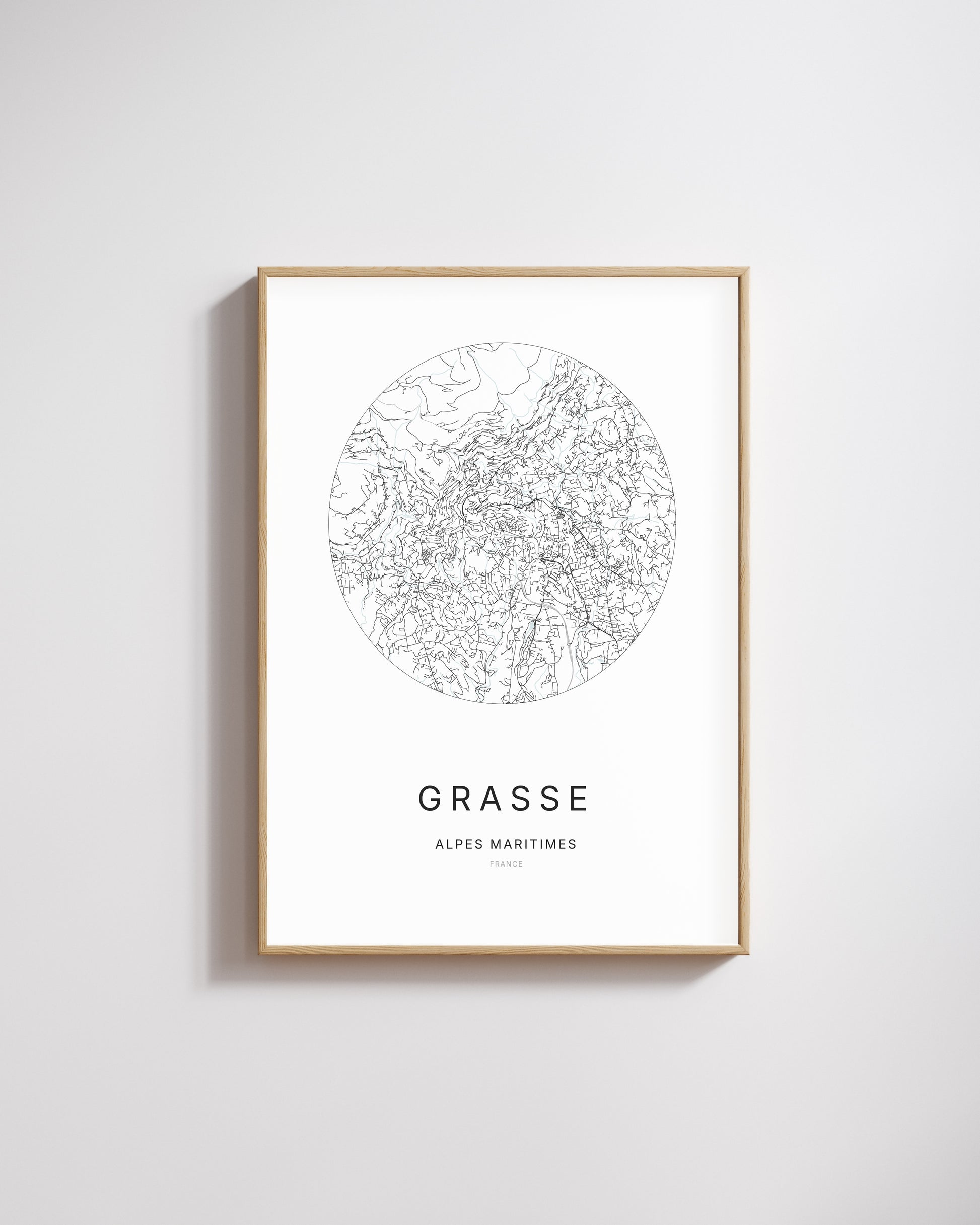 Affiche minimaliste de Grasse – plan de ville.