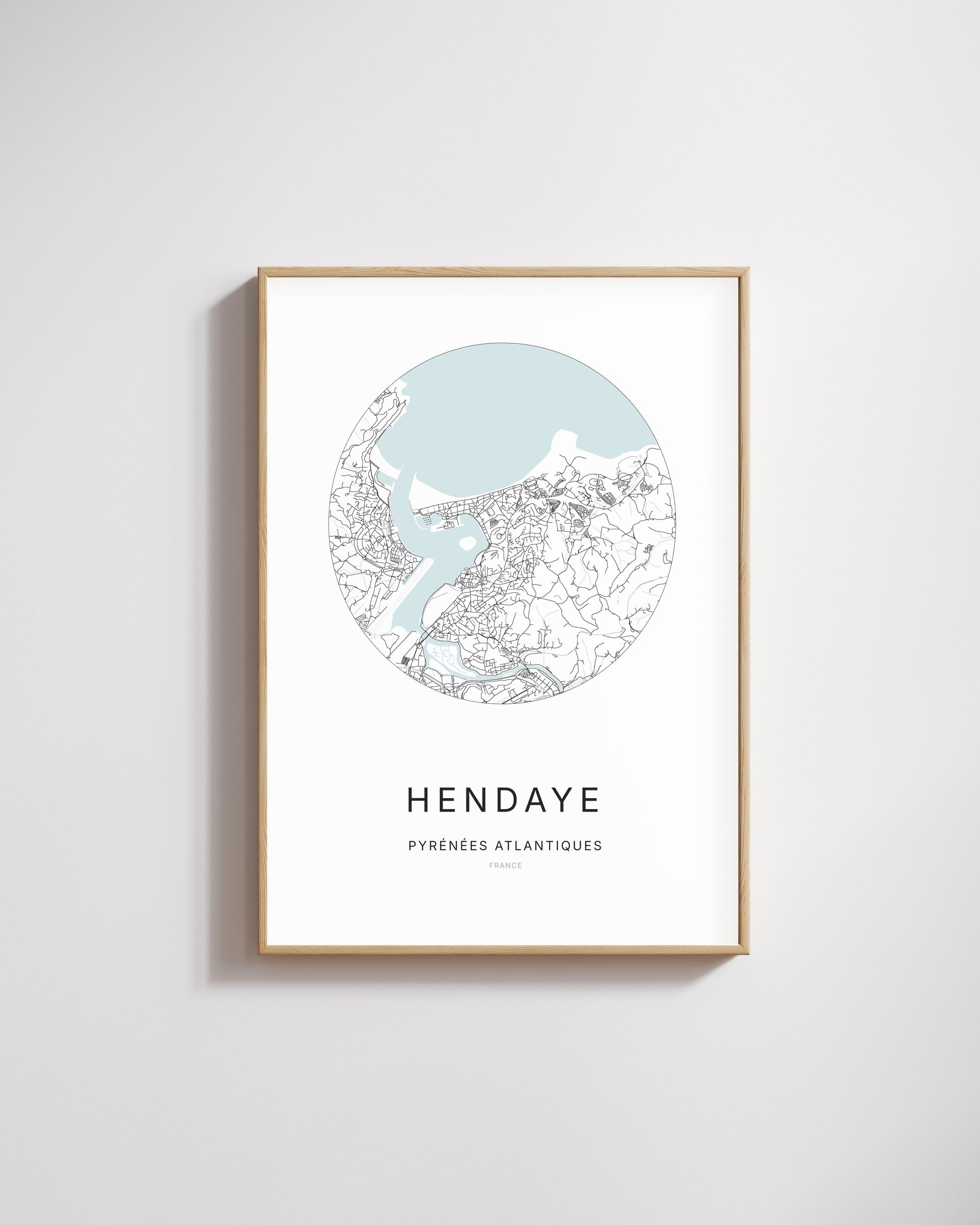 Affiche minimaliste de Hendaye – plan de ville.