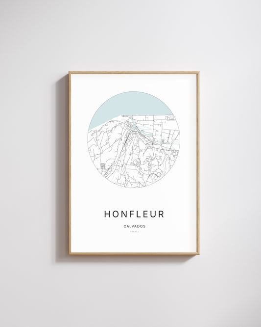Affiche minimaliste de Honfleur – plan de ville.