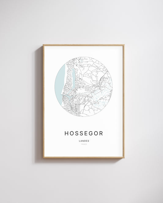 Affiche minimaliste de Hossegor – plan de ville