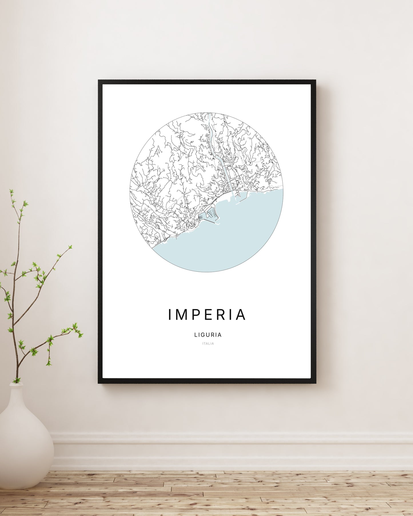 Affiche minimaliste du plan de la ville d'Imperia.