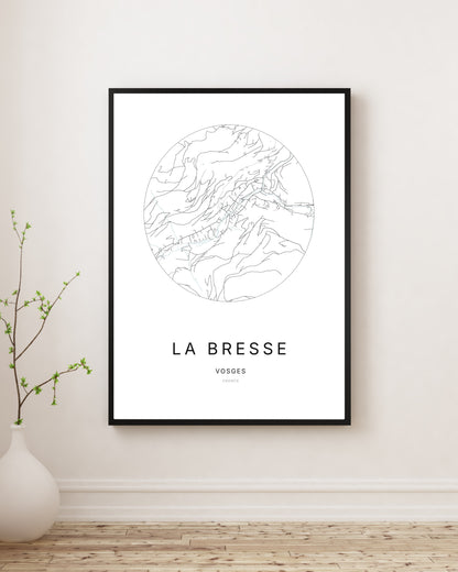 Affiche minimaliste du plan de la ville de La Bresse.