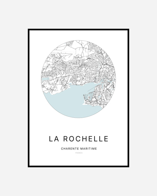 Affiche de la ville de La Rochelle au design minimaliste, idéale pour une décoration intérieure élégante