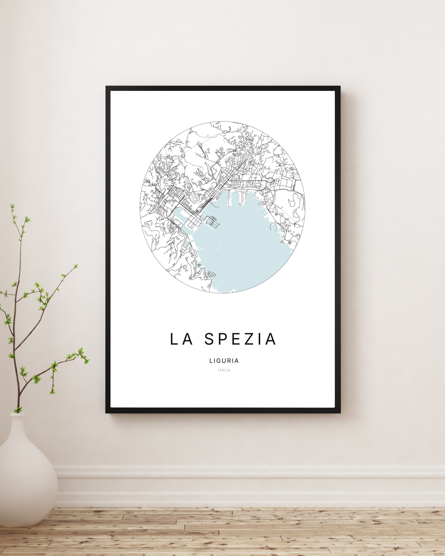 Affiche minimaliste du plan de la ville de La Spezia.