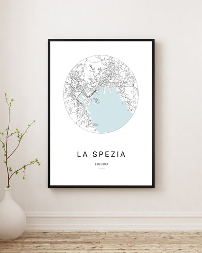Affiche minimaliste du plan de la ville de La Spezia.