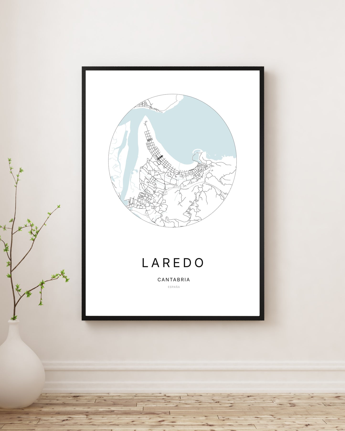 Affiche minimaliste du plan de la ville de Laredo.