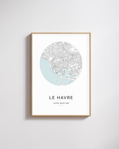 Affiche minimaliste de Le Havre – plan de ville