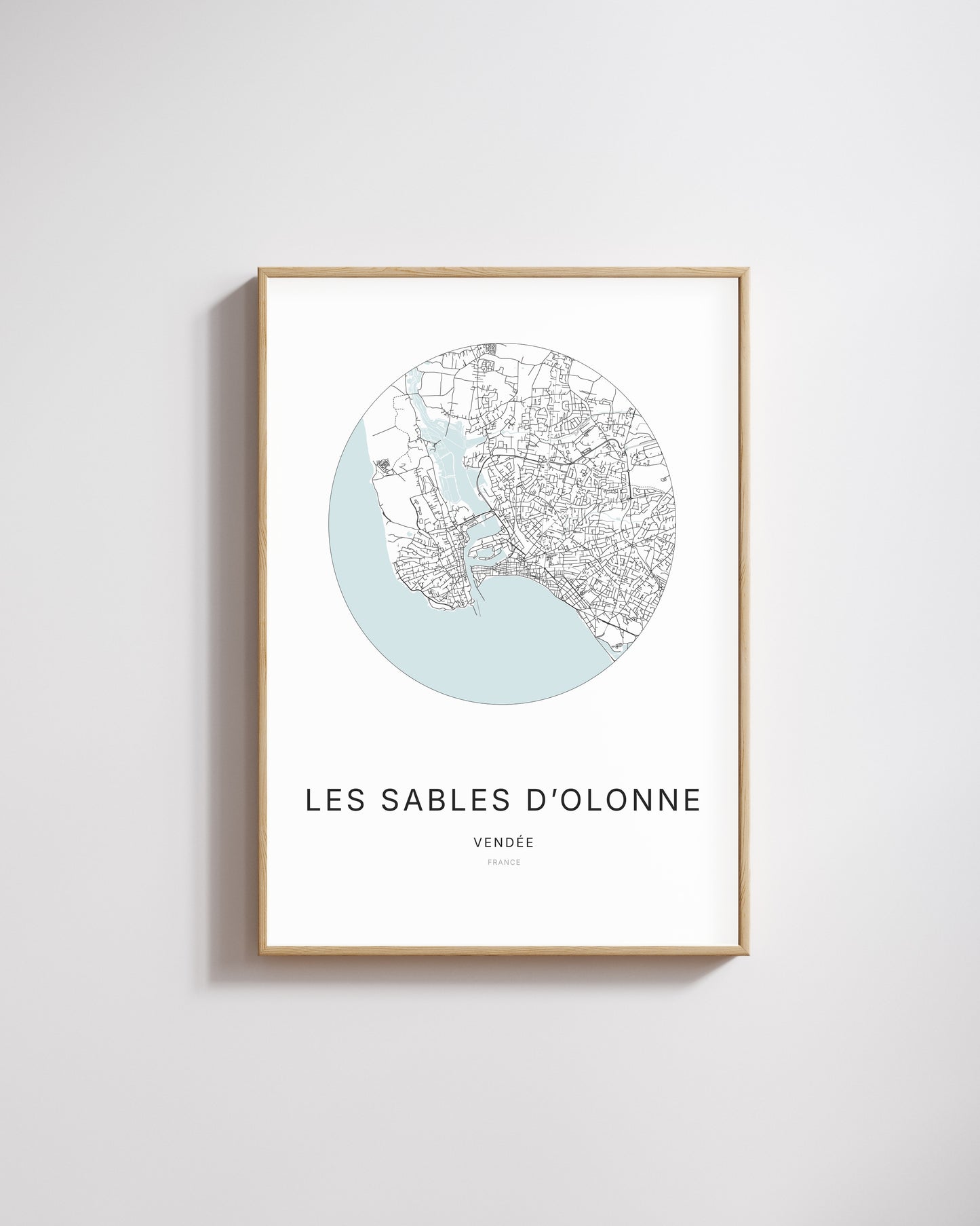 Affiche minimaliste des Sables-d’Olonne – plan de ville.