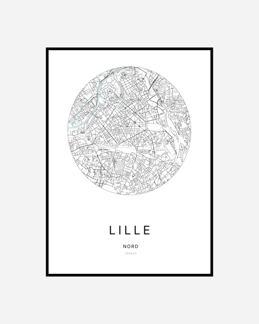 Affiche de la ville de Lille au design minimaliste, idéale pour une décoration intérieure élégante.