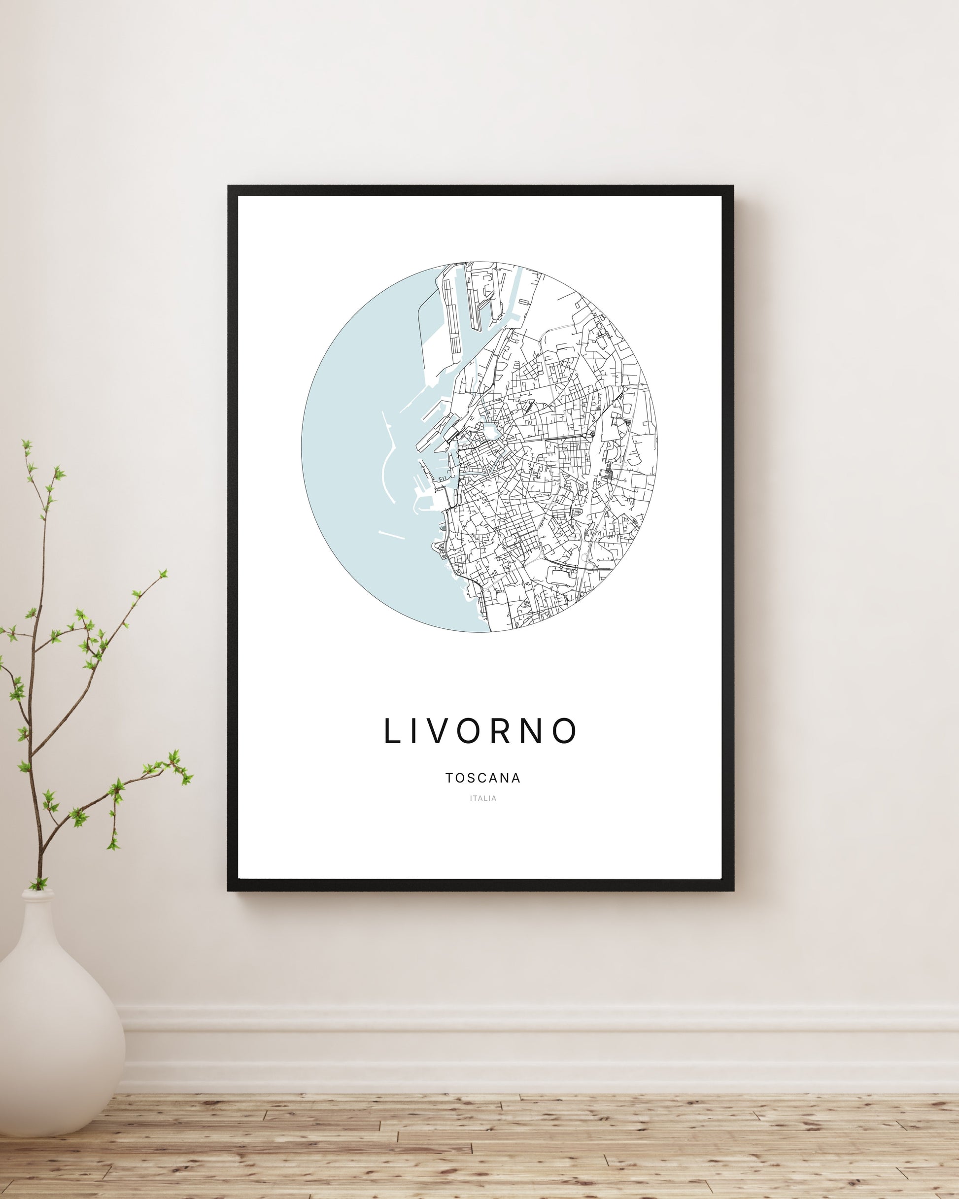 Poster raffigurante la mappa della città di Livorno.