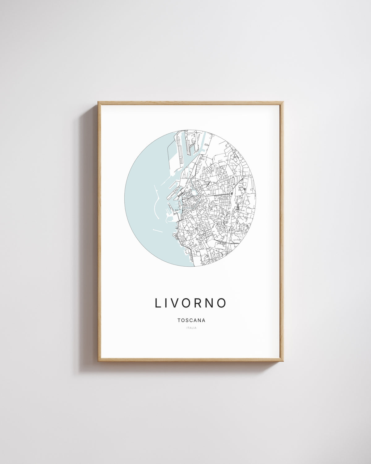 Poster minimalista con la mappa della città di Livorno.