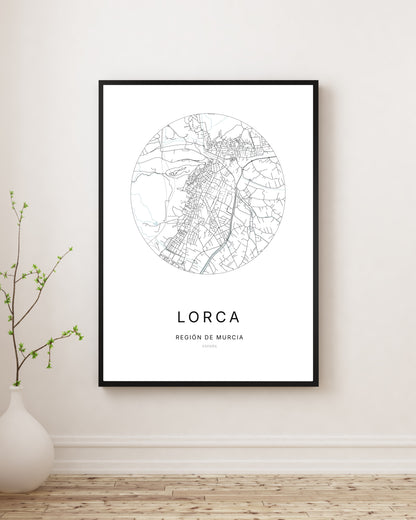Póster minimalista con el mapa de la ciudad de Lorca.