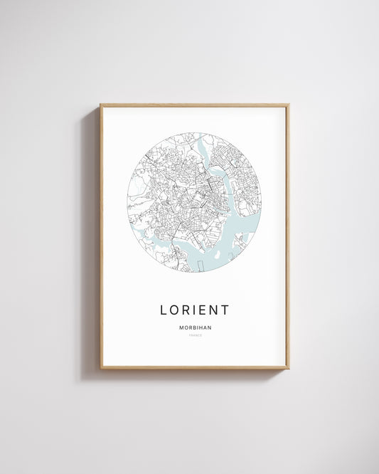 Affiche minimaliste de Lorient – plan de ville.