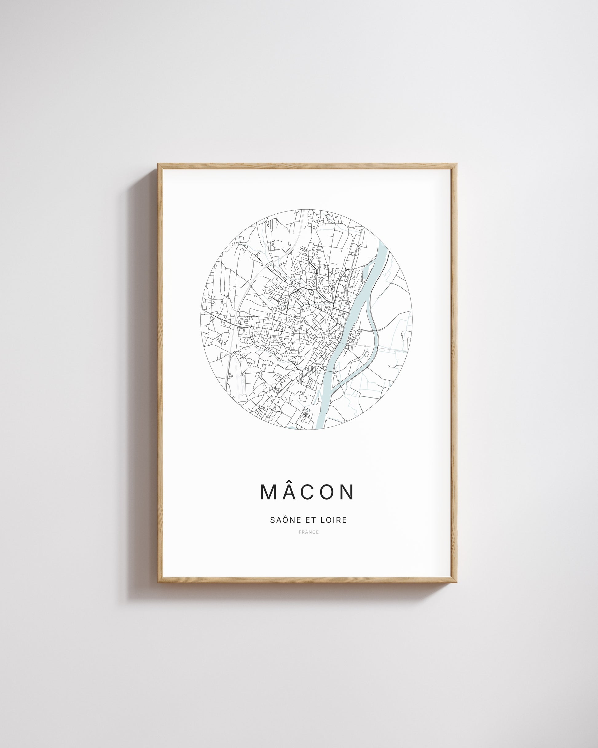 Affiche minimaliste de Mâcon – plan de ville.